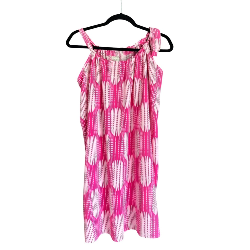 Old Navy Intimates Hot Pink White Geometric Tie Shoulder Nightgown XXL